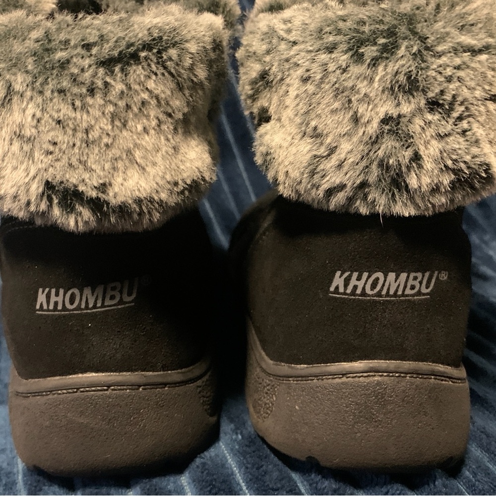 Khombu Boots Womens 8M Black Jessica Suede Faux Fur Double Zip Fall Winter NEW - Picture 3 of 4